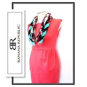 Banana Republic Coral Zipper Shoulder Fitted Dress